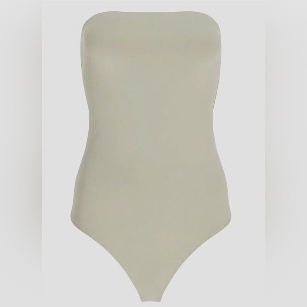 Express Body Contour High Compression Tube Top Thong Bodysuit | Small | Green